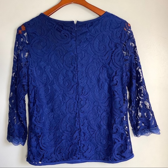 Adrianna Papell Blue Lace Large Top - Picture 6 of 7